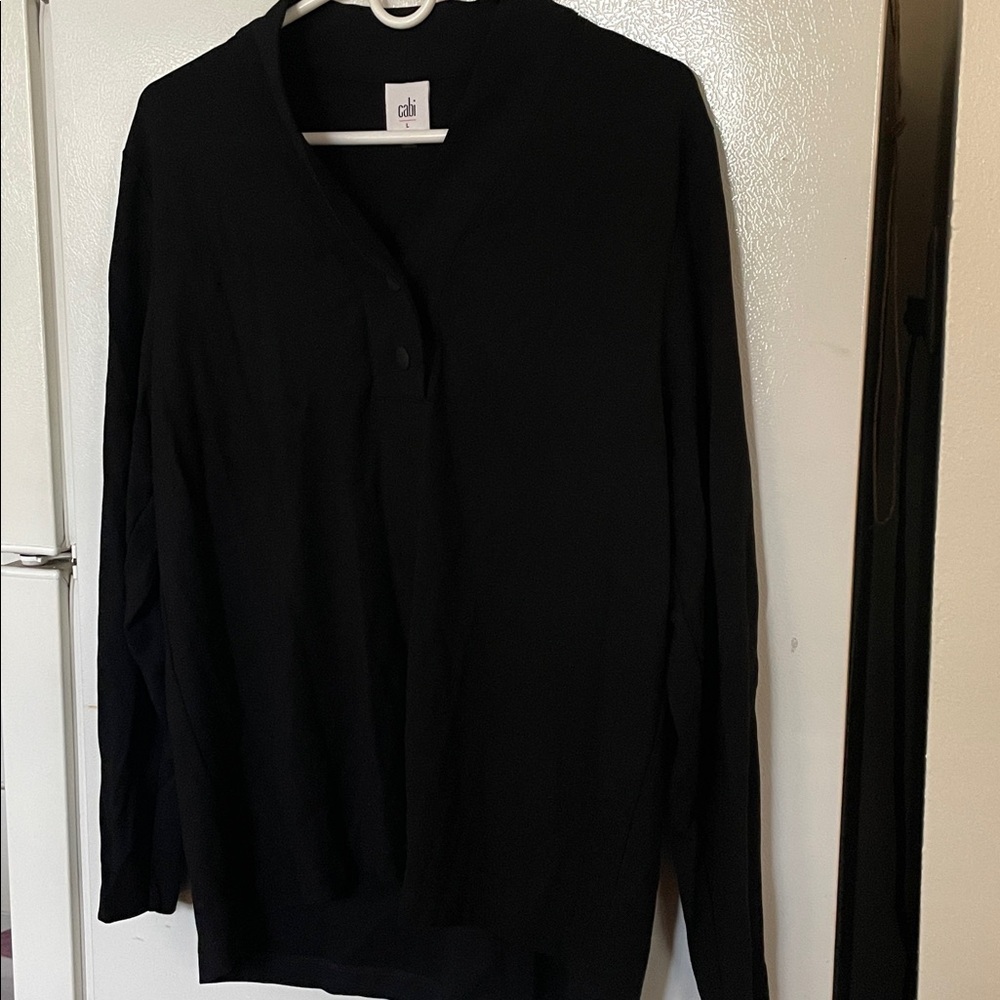 CAbi Large Black Women's Thick Longsleeve Blouse‎ - Picture 3 of 7